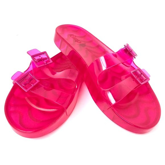 Y2K platform jelly slides hot pink sandals with buckle straps - Picture 9 of 9